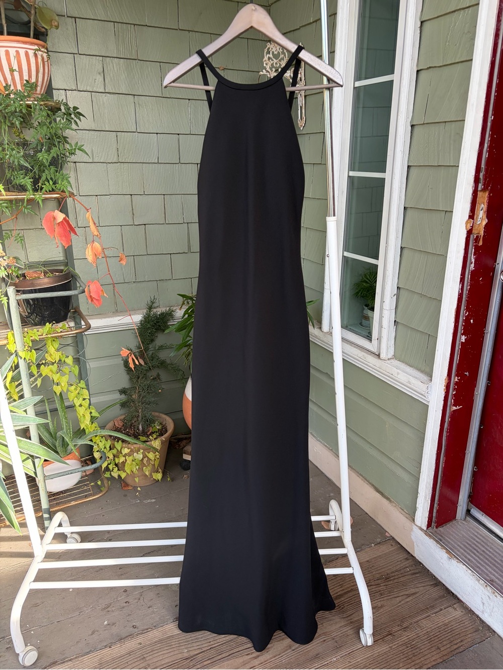 Calvin Klein Black Crepe Halter Evening Gown